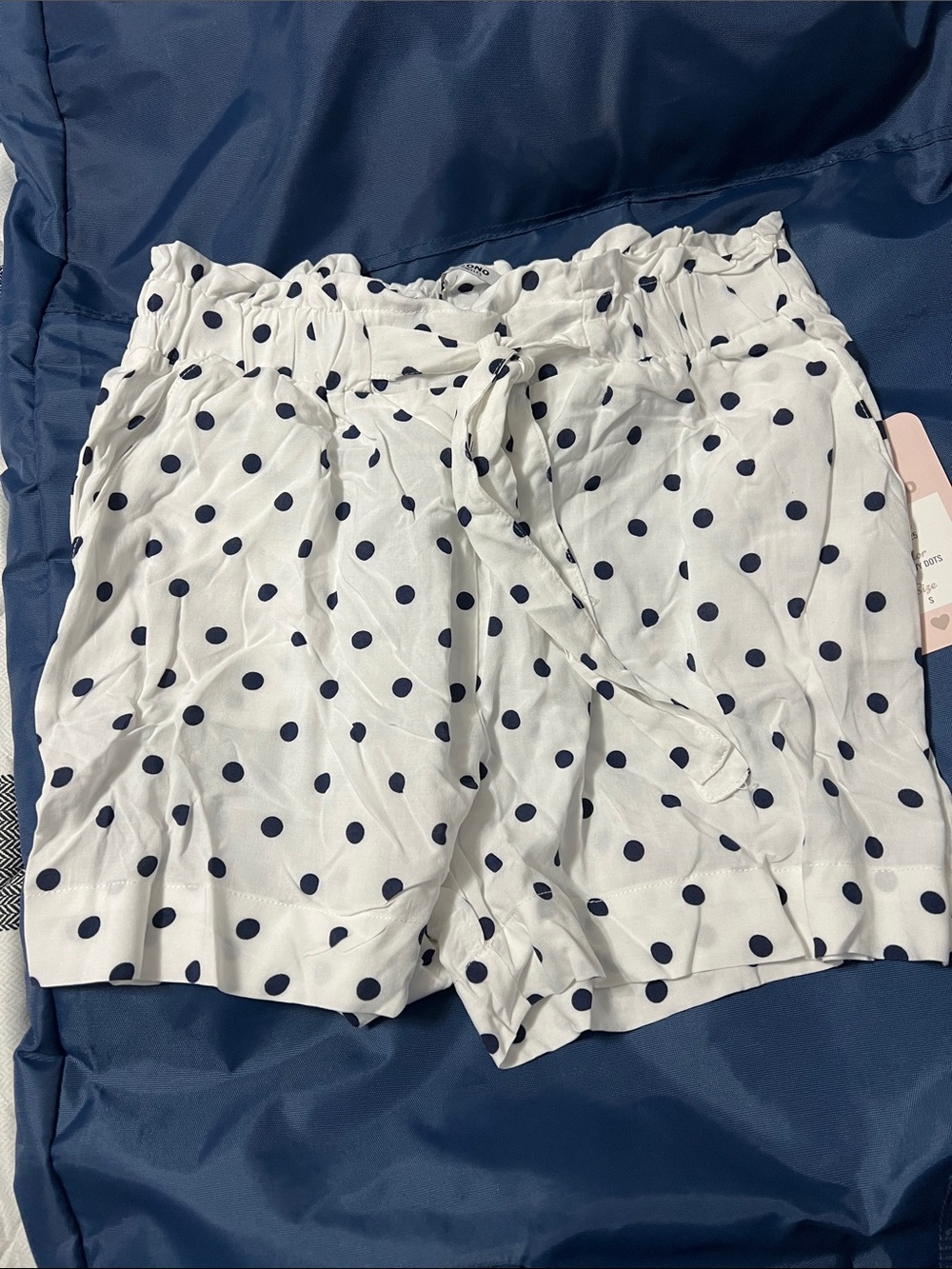Women’s White Polka Dot Tie-Waist Shorts